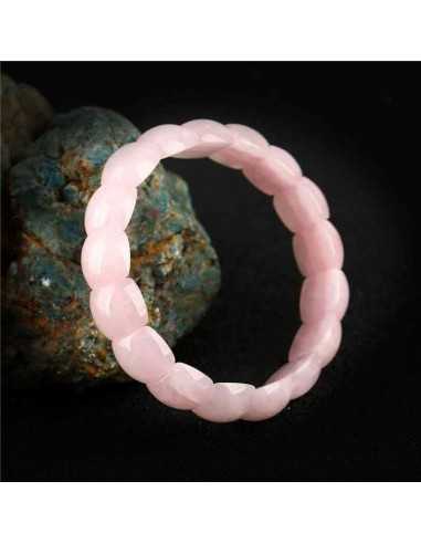 Bracelet quartz rose pierres ovales larges