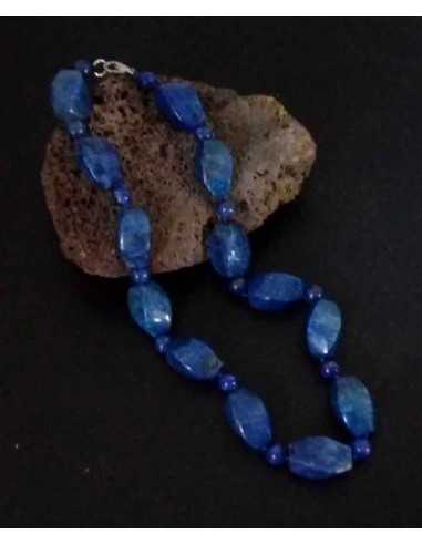 Collier lapis-lazuli pierres torsades