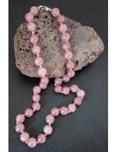 Collier quartz rose lavande pierres boules 10 mm