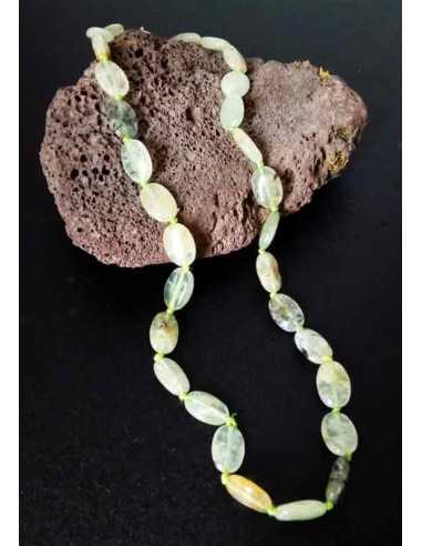 Collier prehnite pierres ovales allongées