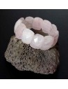 Bracelet quartz rose pierres larges facettées style manchette