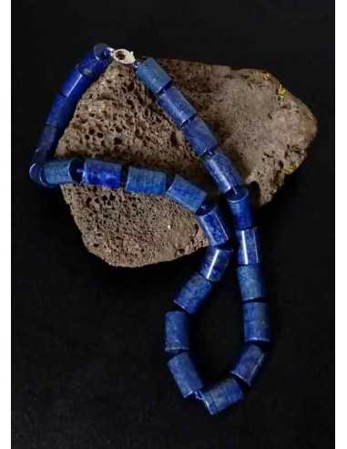 Collier lapis-lazuli pierres cubiques larges