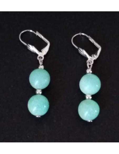 Boucles d'oreilles amazonite pierres boules