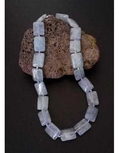 Collier aigue-marine pierres rectangles