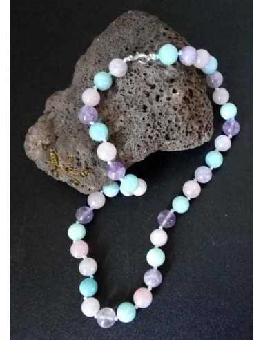 Collier quartz dream lavender pierres boules 10 mm