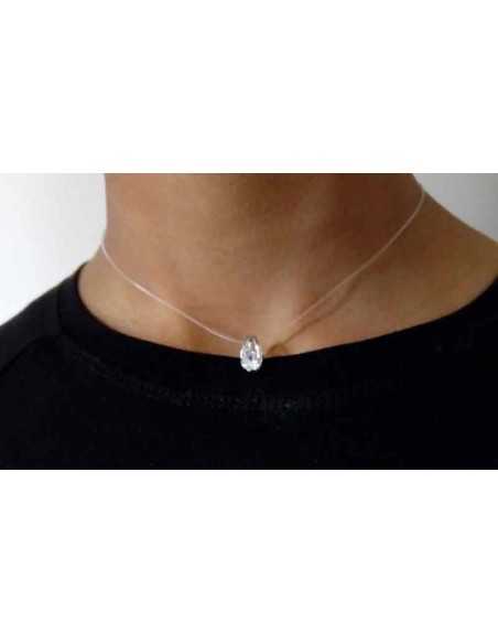 Collier transparent pendentif goutte fantaisie zirconium