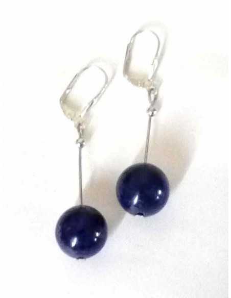 Boucles d'oreilles lapis-lazuli boules pendantes 4 cm