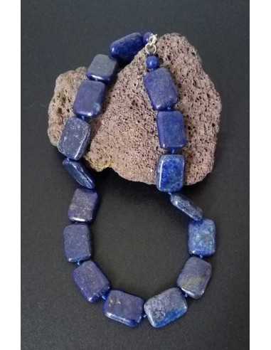 Collier lapis-lazuli pierres carrées
