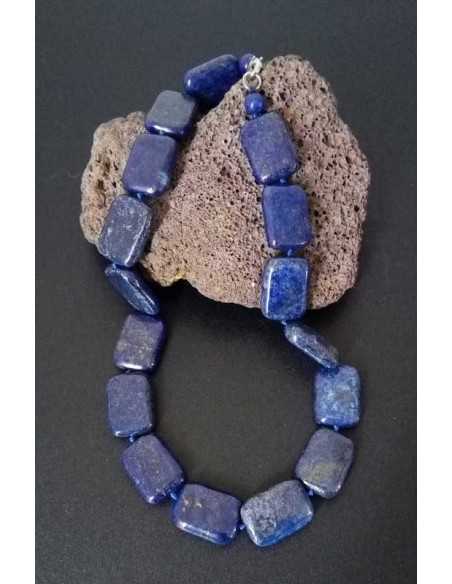 Collier lapis-lazuli pierres carrées