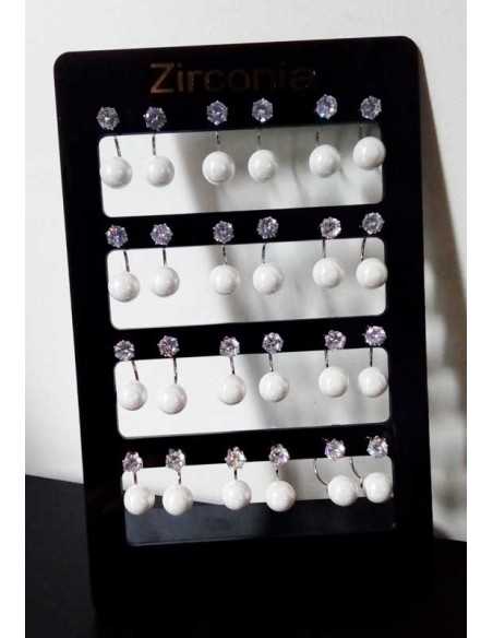 12 paires de boucles d'oreilles perles sur présentoir