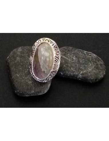 Bague pierre naturelle améthyste ovale taille réglable