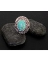 Bague turquoise de synthèse ovale ajustable