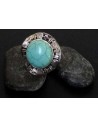 Bague turquoise de synthèse ronde difforme ajustable