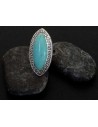 Bague turquoise de synthèse style ethnique ajustable