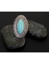 Bague turquoise de synthèse ovale style ethnique ajustable