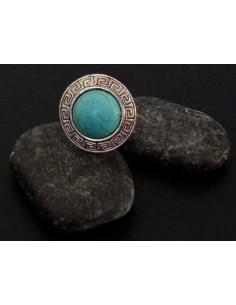 Bague turquoise de synthèse ronde style ethnique ajustable