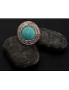 Bague turquoise de synthèse ronde style ethnique ajustable