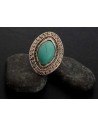 Bague turquoise de synthèse modèle ethnique ajustable