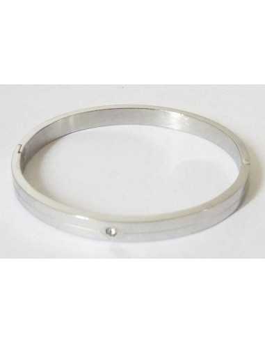 Bracelet acier jonc serti d'un zirconium