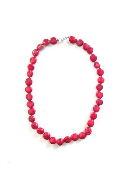 Collier corail reconstitué perles rondes difformes