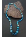 Collier pierre agate bleue boules tailles dégradées facettées