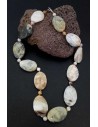Collier pierre agate ovale et pierres boules effet caillou