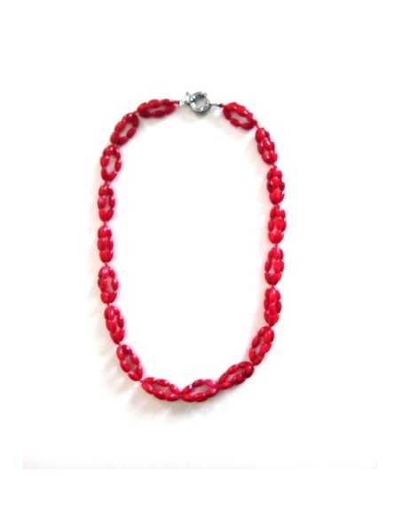 Collier corail perles reconstituées ovales