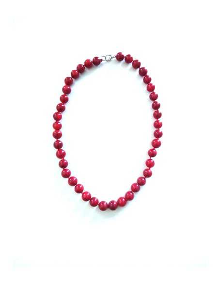 Collier corail perles rondes 10 mm pierre reconstituée