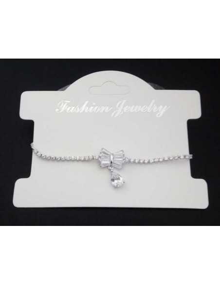 Bracelet fin ajustable pendentif noeud et zirconiums