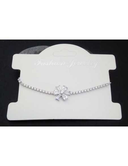 Bracelet fin ajustable pendentif fleur et zirconiums