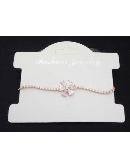Bracelet fin ajustable pendentif fleur et zirconiums