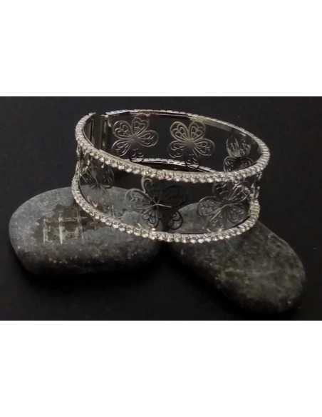 Bracelet manchette motifs petite fleur filigrane