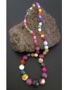 Collier pierres agate dégradées multicolores facettées