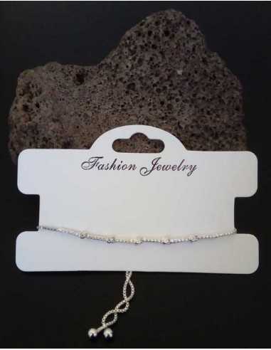 Bracelet fin type gourmette ajustable serti