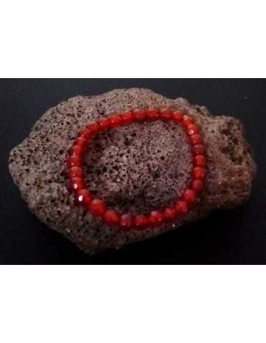 Bracelet agate marron pierres boules facettées 5 mm
