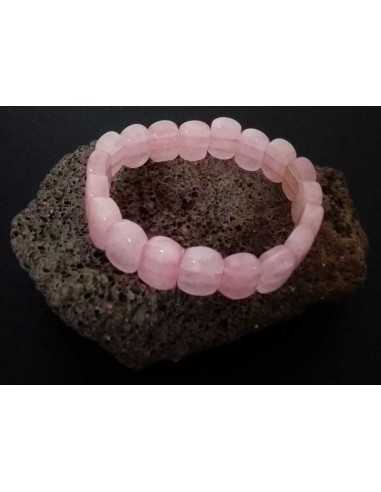 Bracelet quartz rose pierres ovales plates