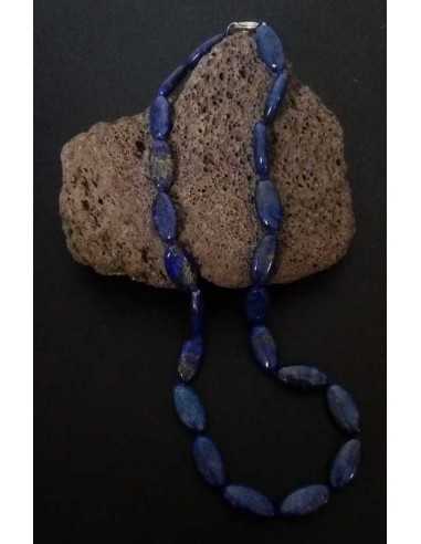 Collier lapis-lazuli pierres ovales allongées