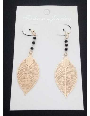 Boucles d'oreilles pendantes motif feuilles