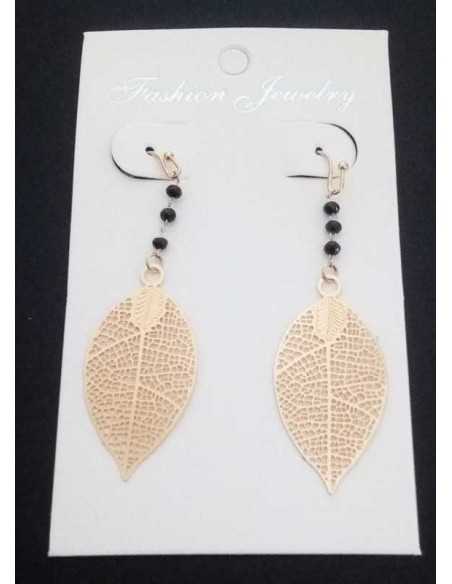 Boucles d'oreilles pendantes motif feuilles