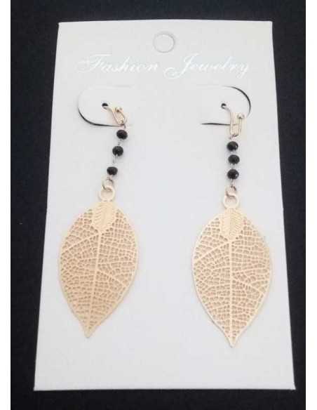 Boucles d'oreilles pendantes motif feuilles