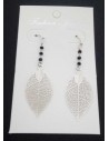 Boucles d'oreilles pendantes motif feuilles