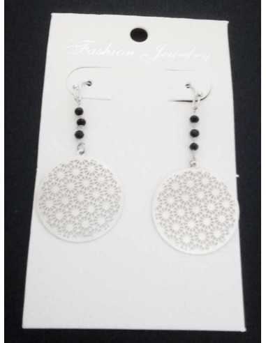 Boucles d'oreilles pendantes motif fleur de vie acier inoxydable