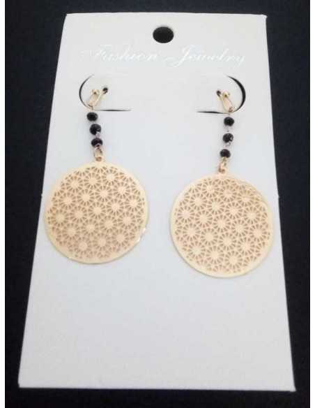 Boucles d'oreilles pendantes motif fleur de vie acier inoxydable