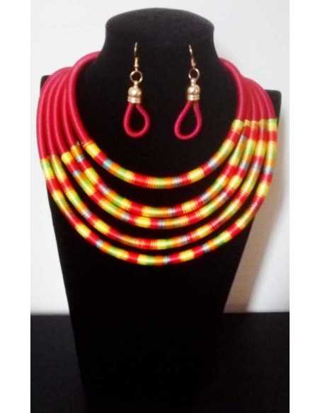 Collier tribal africain & boucles d'oreilles