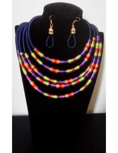 Collier tribal africain & boucles d'oreilles