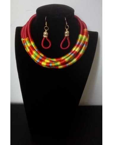 Collier tribal africain ras de cou & boucles d'oreilles