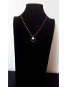 Collier acier gold rose pendentif anneau et coeur serti
