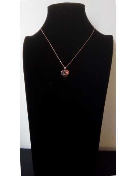 Collier acier gold rose pendentif coeur " maman je t'aime"