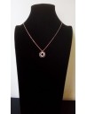 Collier acier gold rose pendentif anneaux sertis