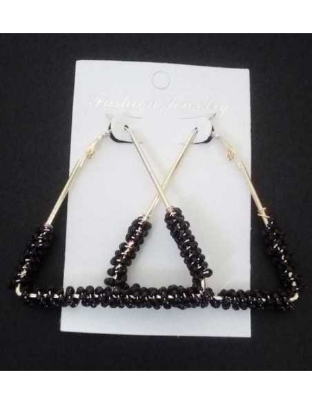 Boucles d'oreilles créoles triangles avec perles